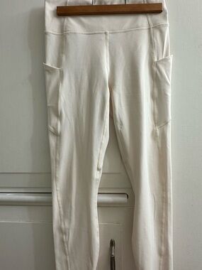 Women's High-Waist Side-Pocket Leggings - Cream